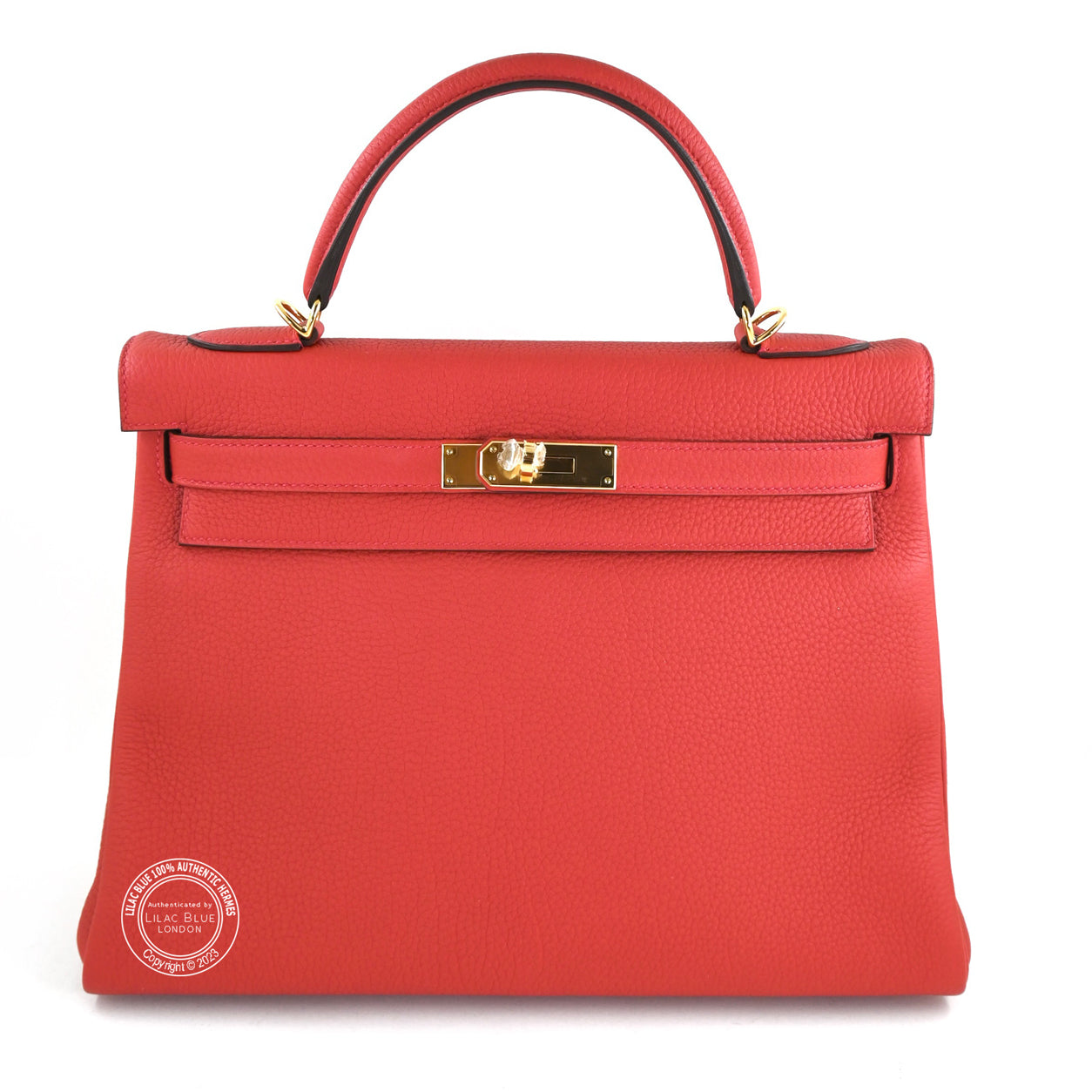 Hermès Kelly 32cm Geranium Togo GHW
