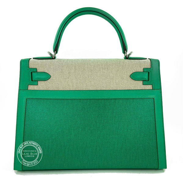 Hermès Kelly 32cm Menthe Canvas/Swift PHW
