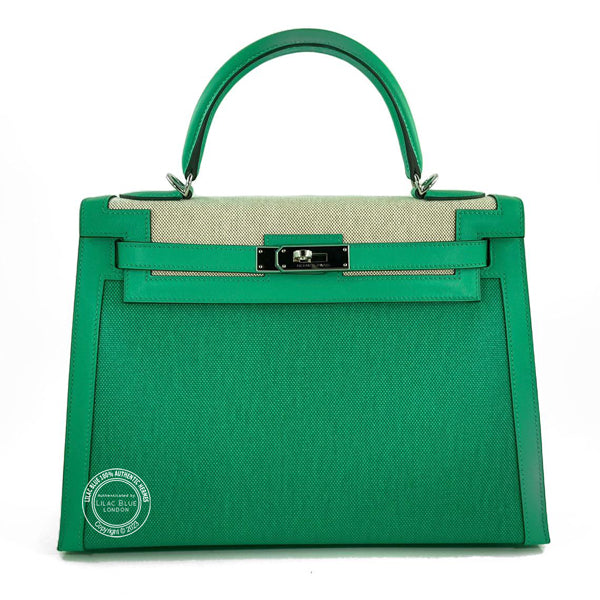 Hermès Kelly 32cm Menthe Canvas/Swift PHW