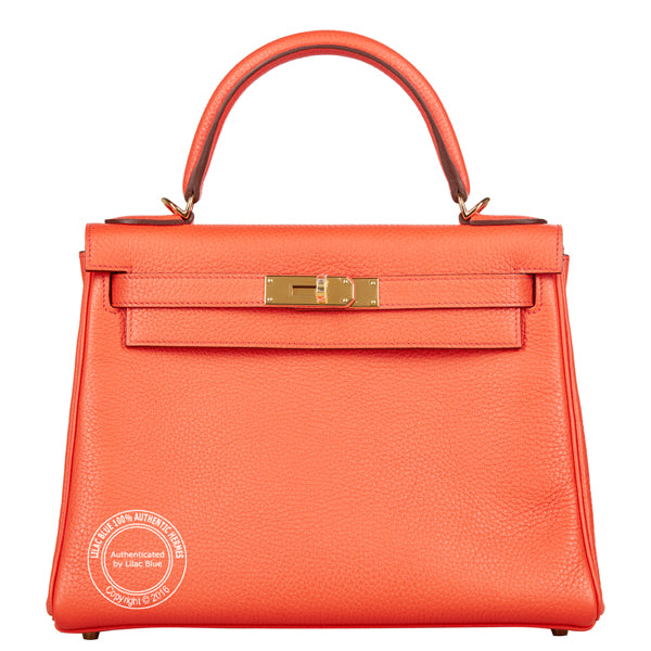 Hermès Kelly 28cm Orange Poppy Togo GHW