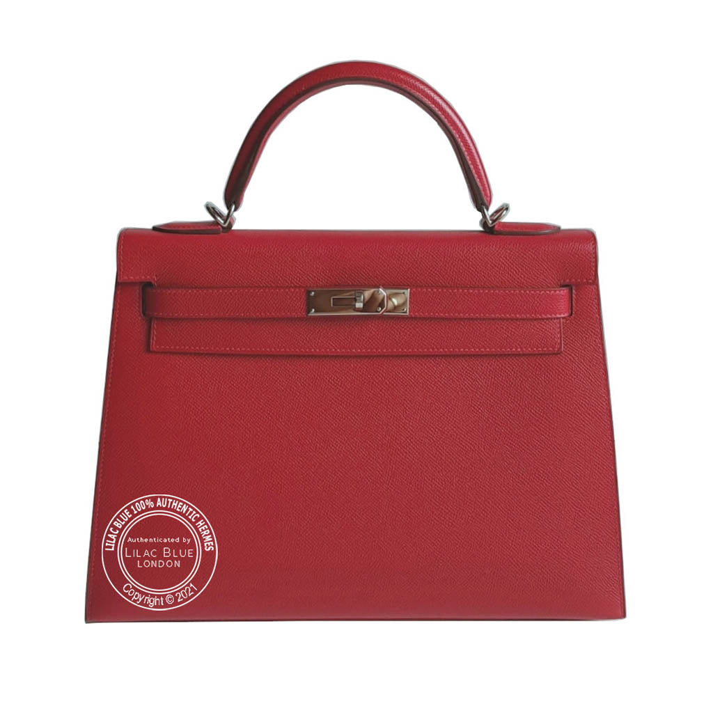 Hermès Kelly 32cm Rouge Casaque Epsom PHW - As New