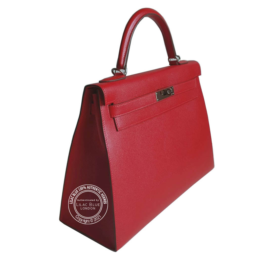 Hermès Kelly 32cm Rouge Casaque Epsom PHW - As New