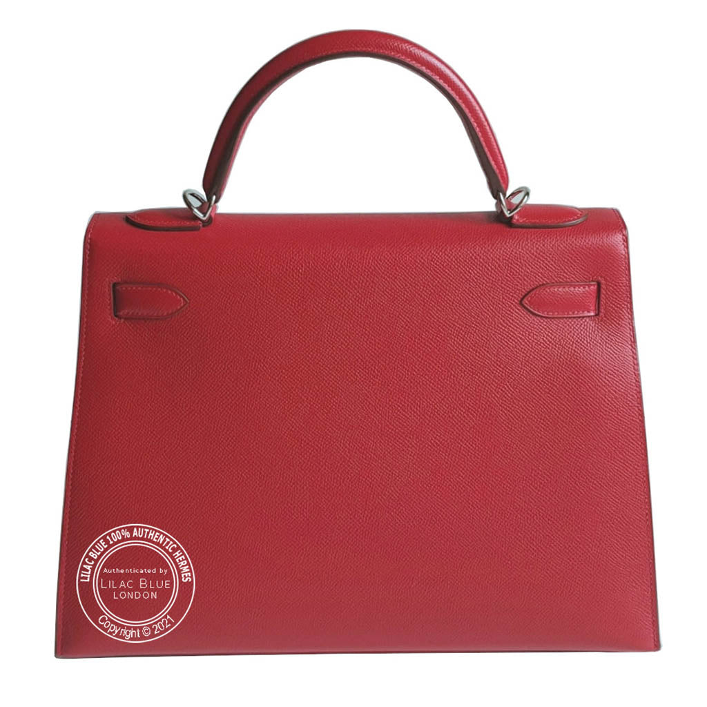 Hermès Kelly 32cm Rouge Casaque Epsom PHW - As New