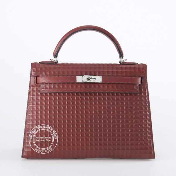 Hermès Kelly 32cm Rouge H Box Waffle PHW - Vintage