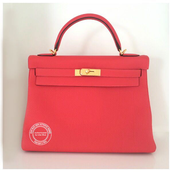 Hermès Kelly 32cm Rouge Pivoine  Togo GHW