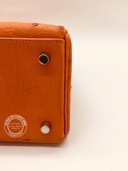 Hermès Kelly 32cm Tangerine Ostrich PHW  - Preloved