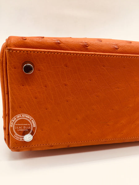Hermès Kelly 32cm Tangerine Ostrich PHW  - Preloved