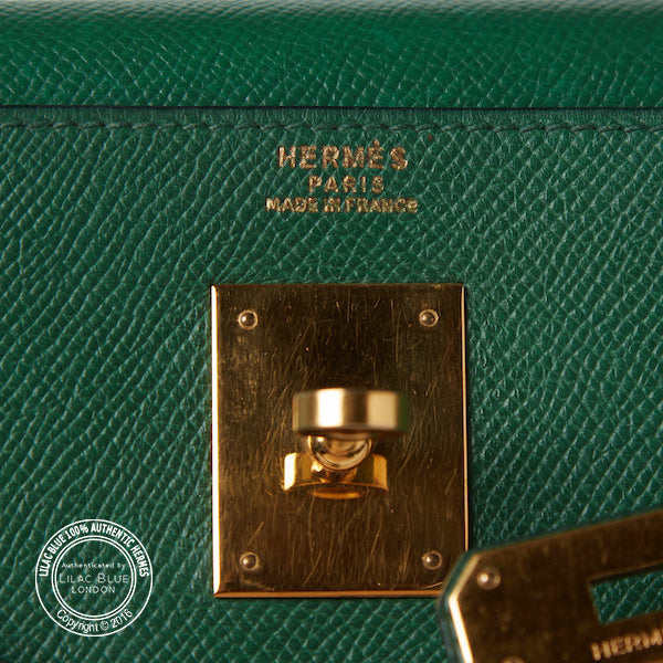 Hermès Kelly 32cm Vert Clair  Courchevel GHW - Vintage