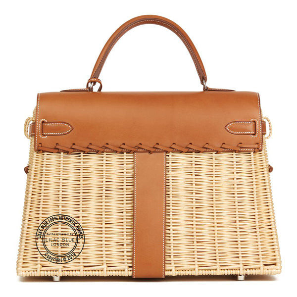 Hermès Kelly 35cm Natural Picnic Barenia/Osier PHW - Preloved