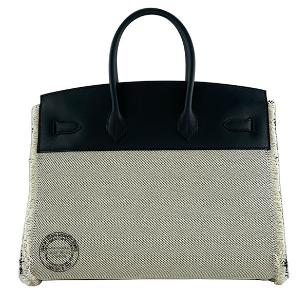 Hermès Birkin 35cm Black Fray Fray Swift & Toile PHW