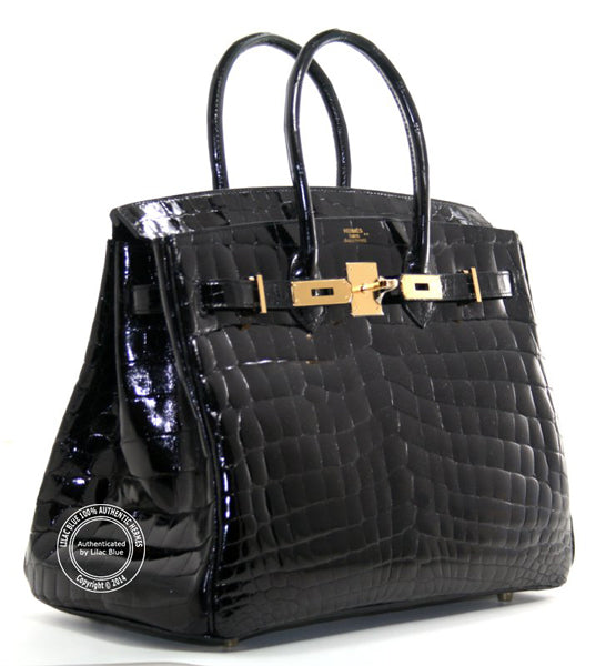 Hermès Birkin 35cm Black Shiny Croc GHW