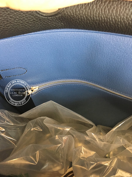Hermès Birkin 35cm Black/Bleu Agate Verso Togo PHW