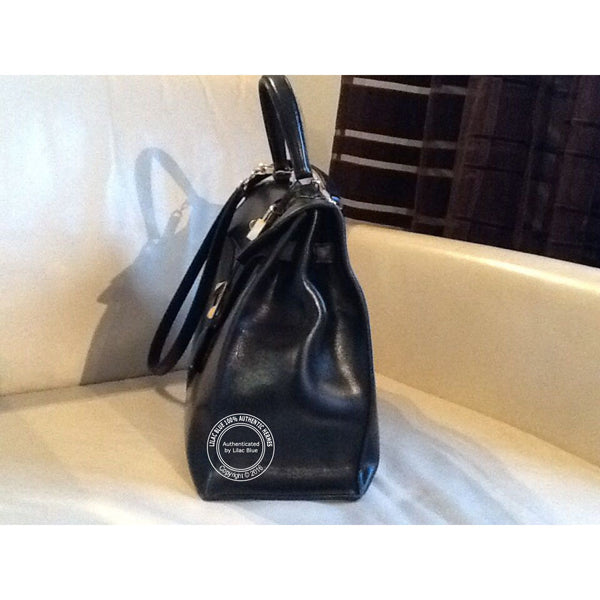 35cm Black Kelly. Box, Gold - Vintage