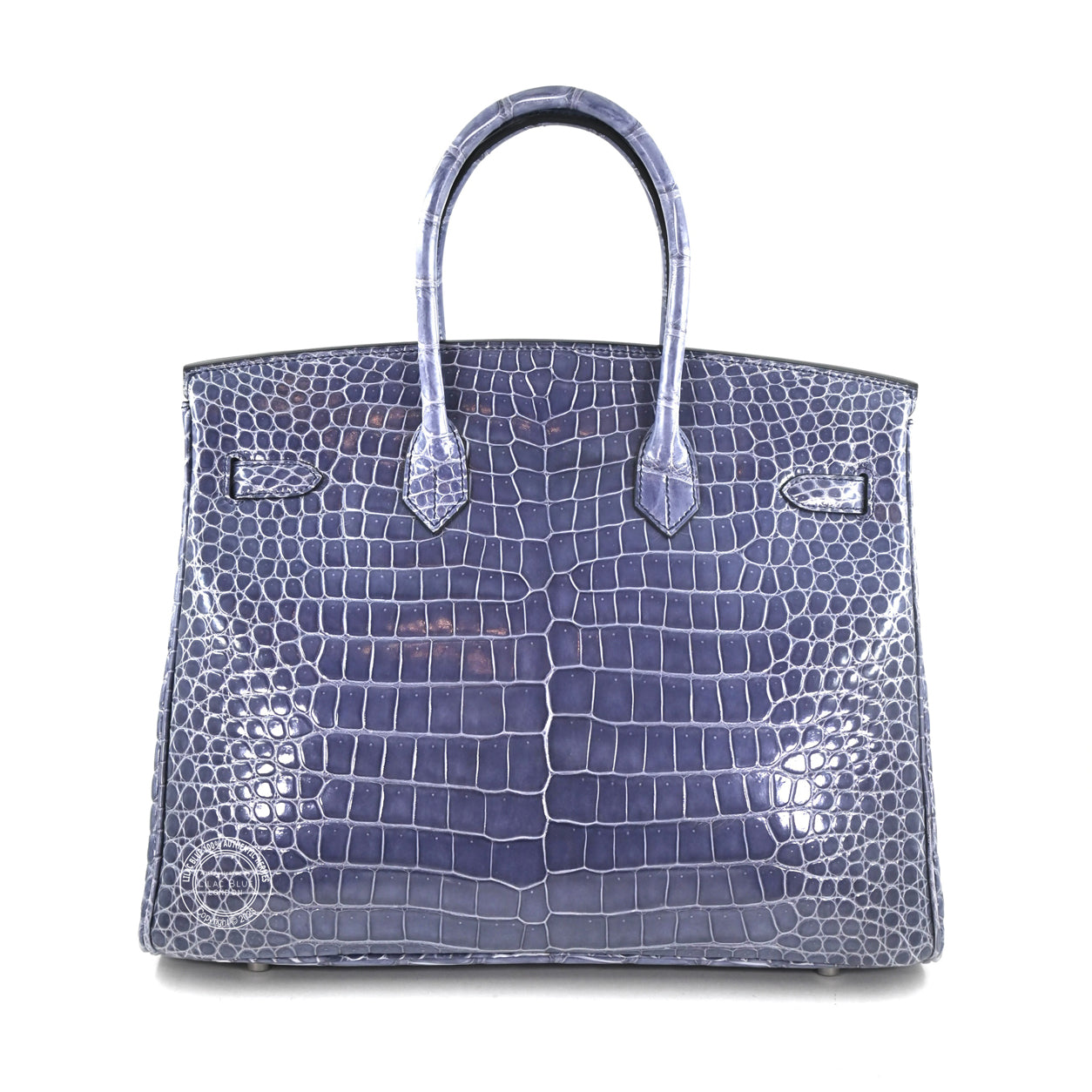Hermes Birkin 35cm Bleu Brighton Shiny Croc GHW