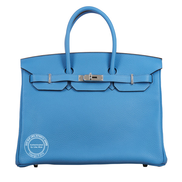 Hermes Birkin 35cm Bleu Paradis Clemence PHW