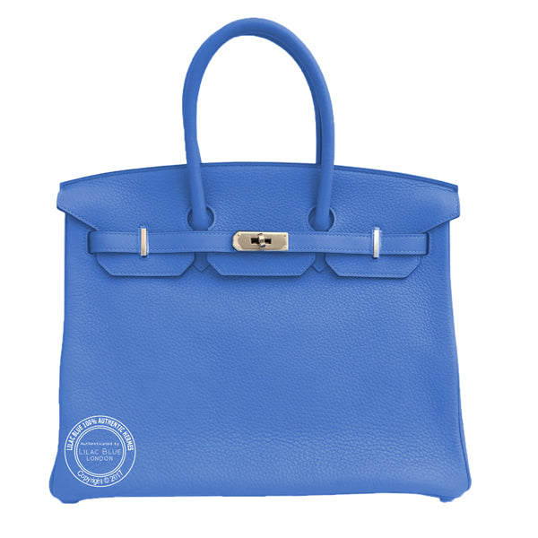 Hermes Birkin 35cm Bleu Paradis Clemence PHW