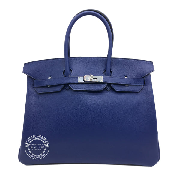 Hermès Birkin 35cm Bleu Saphir Sea Surf Fun Novillo/Toile PHW