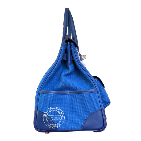 Hermès Birkin 35cm Blue Canvas/Swift PHW