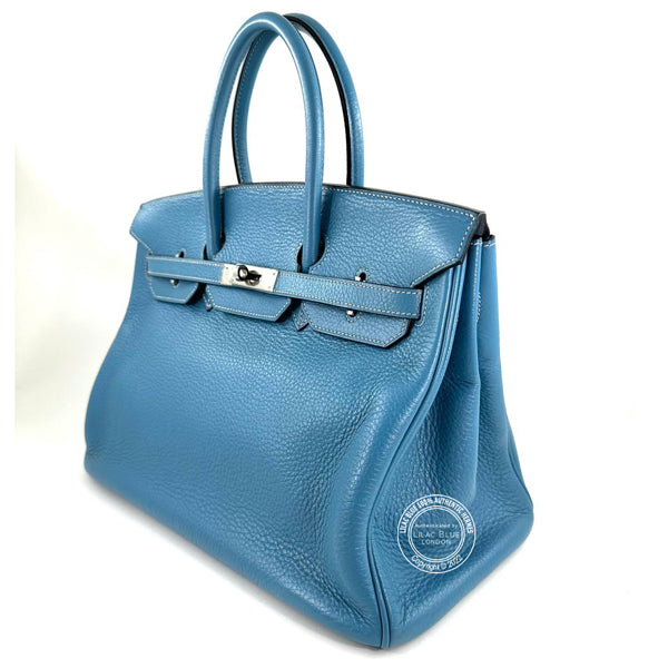 Hermès Birkin 35cm Blue Jean Clemence PHW - Preloved