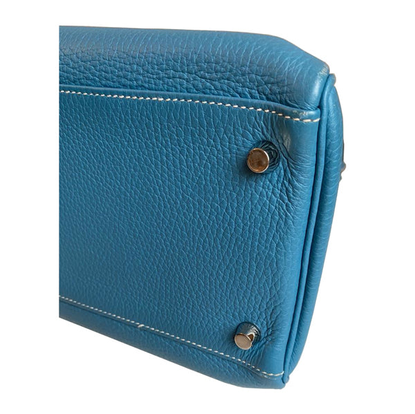 Hermès Kelly 35cm Blue Jean Clemence PHW - Preloved