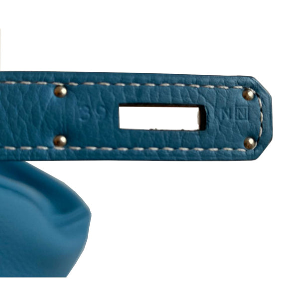 Hermès Kelly 35cm Blue Jean Clemence PHW - Preloved