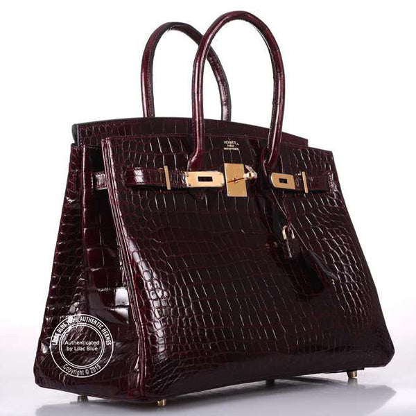 Hermès Birkin 35cm Bordeaux Shiny Croc GHW