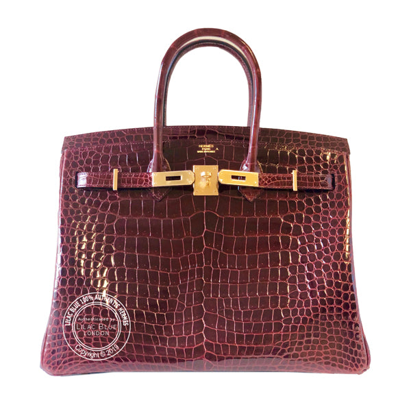 Hermès Birkin 35cm Bourgogne Shiny Croc GHW