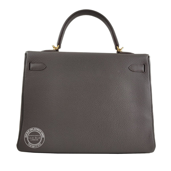 Hermès Kelly 35cm Etain Togo GHW - Preloved