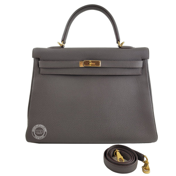 Hermès Kelly 35cm Etain Togo GHW - Preloved