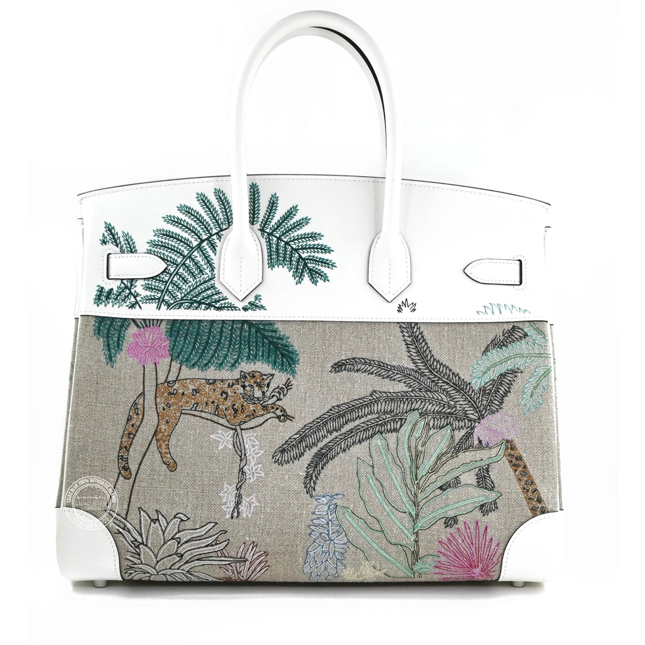 Hermès Birkin 35cm Faubourg Tropical White Swift/Toile PHW