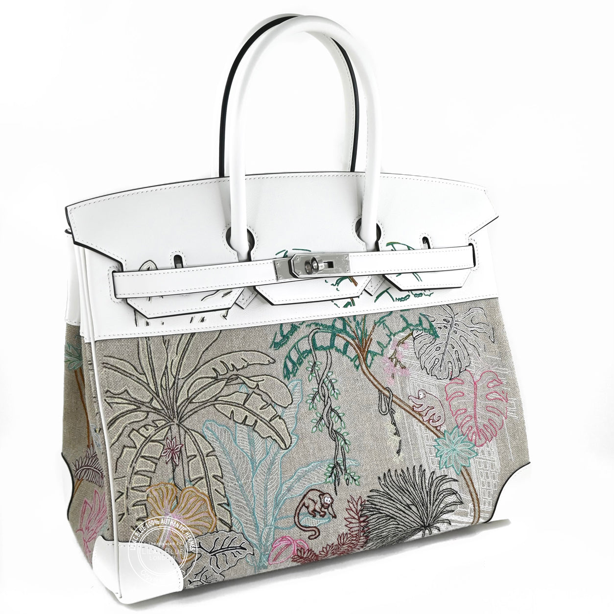 Hermès Birkin 35cm Faubourg Tropical White Swift/Toile PHW