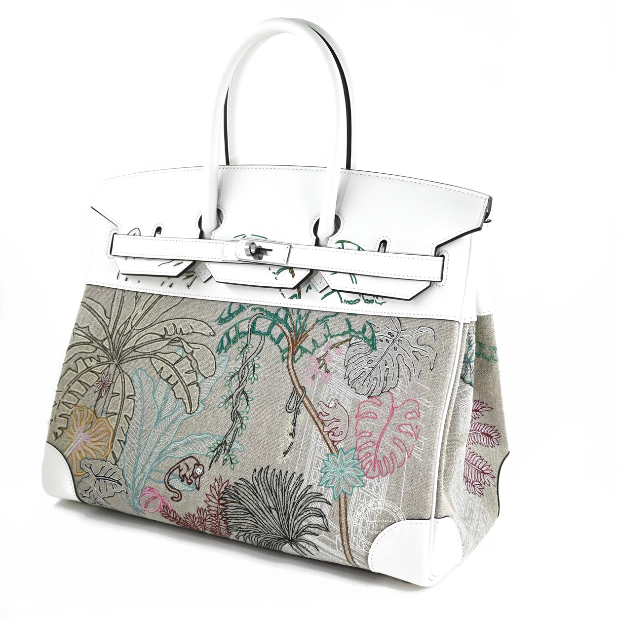 Hermès Birkin 35cm Faubourg Tropical White Swift/Toile PHW