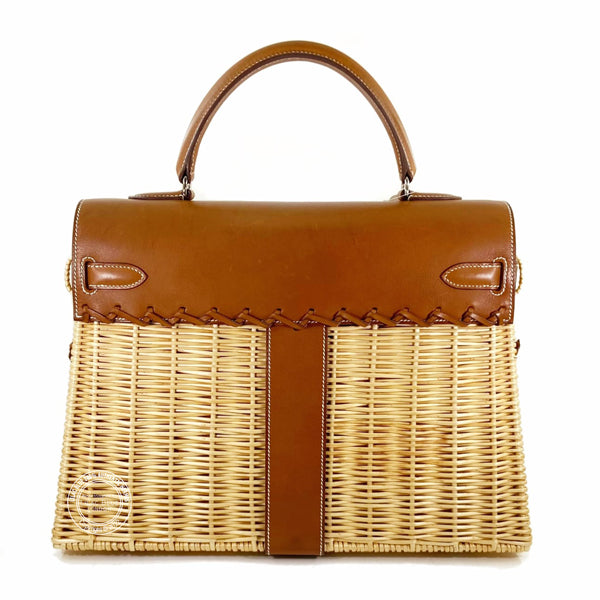 Hermès Kelly 35cm Fauve Picnic Barenia/Osier PHW - Preloved