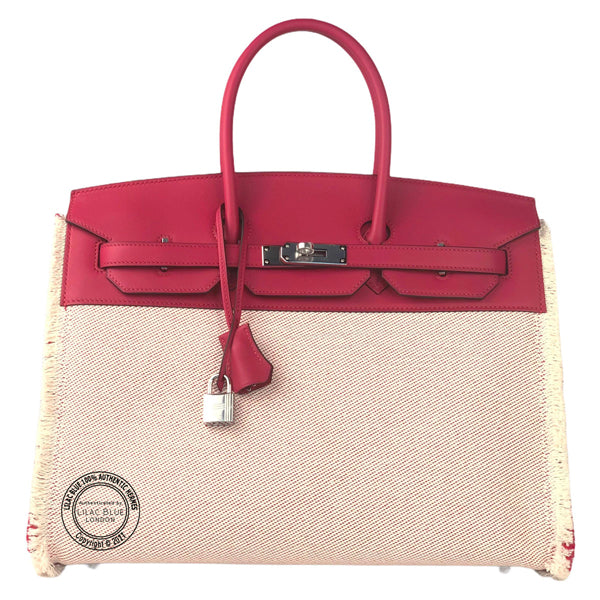Hermès Birkin 35cm Framboise Fray Swift & Toile PHW