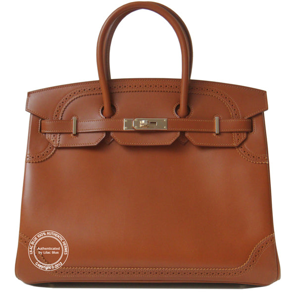 Hermès Birkin 35cm Fauve Ghillies Tadelakt, Permabrass