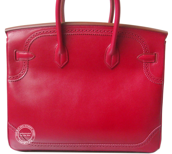 Hermès Birkin 35cm Rubis Ghillies Tadelakt Permabrass