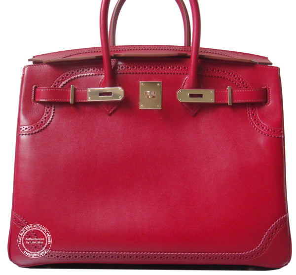 Hermès Birkin 35cm Rubis Ghillies Tadelakt Permabrass