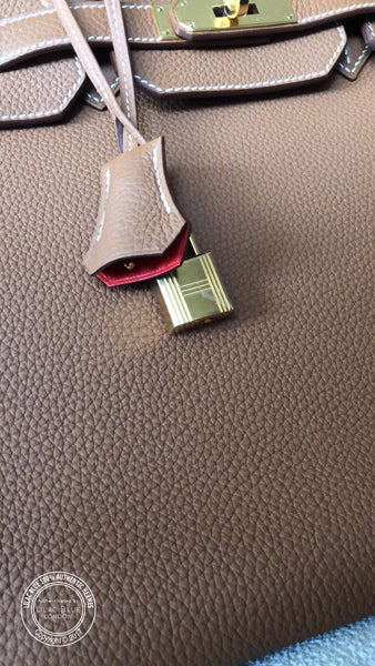 35cm Gold/Geranium Birkin Verso. Togo, Gold