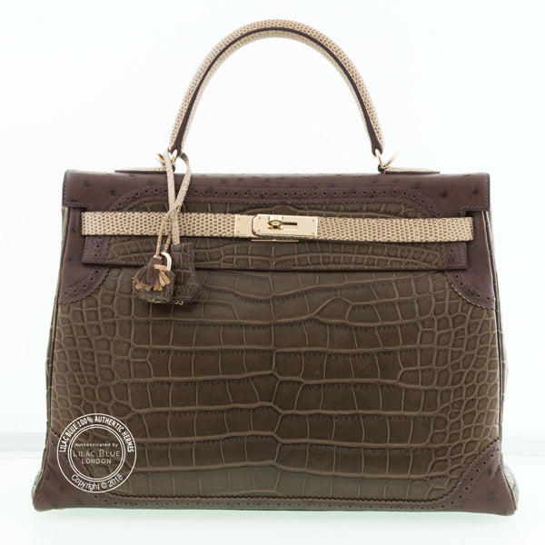 Hermès Kelly 35cm Grand Marriage Permabrass - Preloved