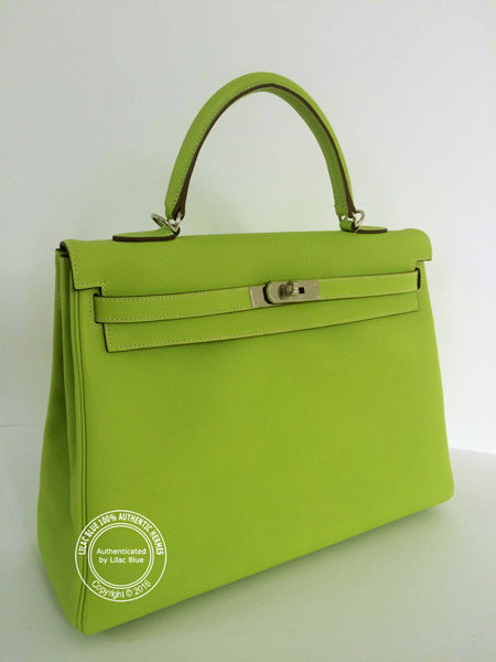 Hermès Kelly 35cm Kiwi/Lichen Candy Epsom PHW - As New