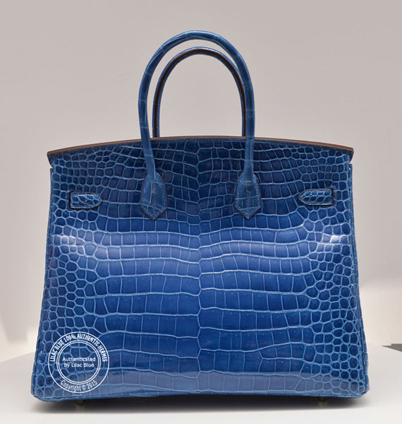 Hermès Birkin 35cm Mykonos Blue Shiny Croc GHW
