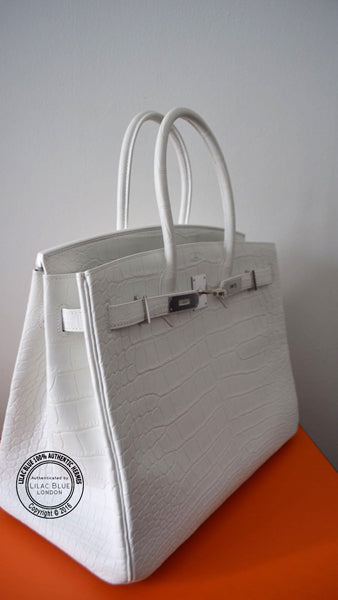 35cm Nuage Birkin. Matte Alligator, Palladium