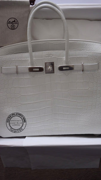 35cm Nuage Birkin. Matte Alligator, Palladium