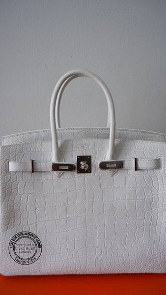 35cm Nuage Birkin. Matte Alligator, Palladium