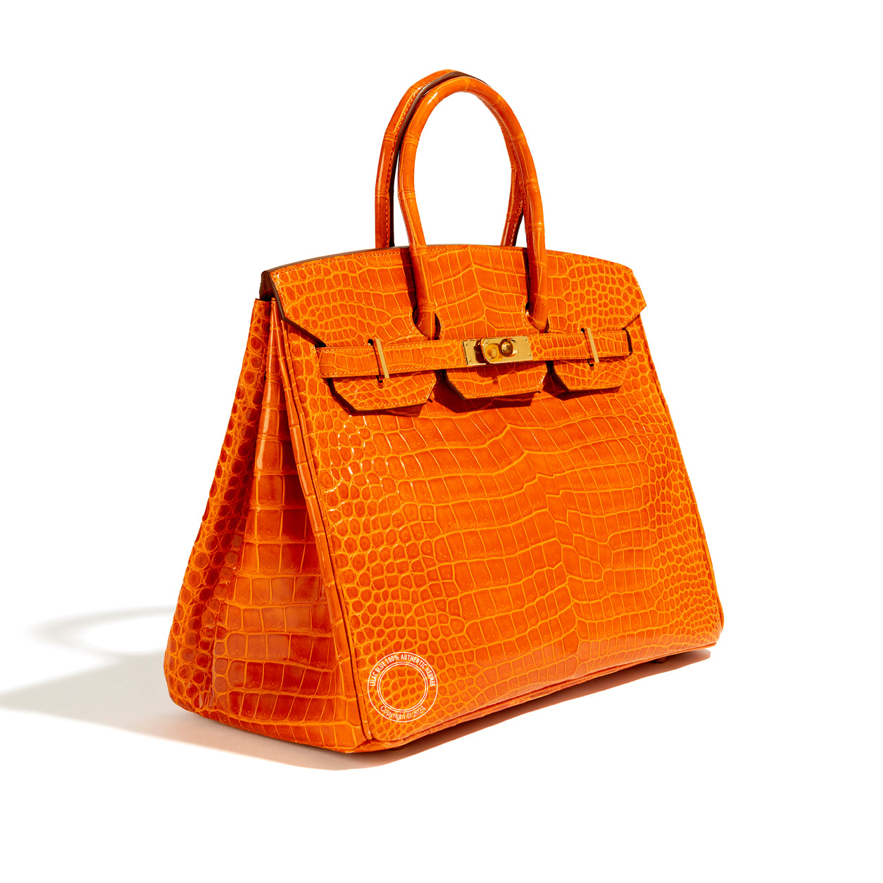Hermès Birkin 35cm Orange Shiny Croc  GHW - Preloved