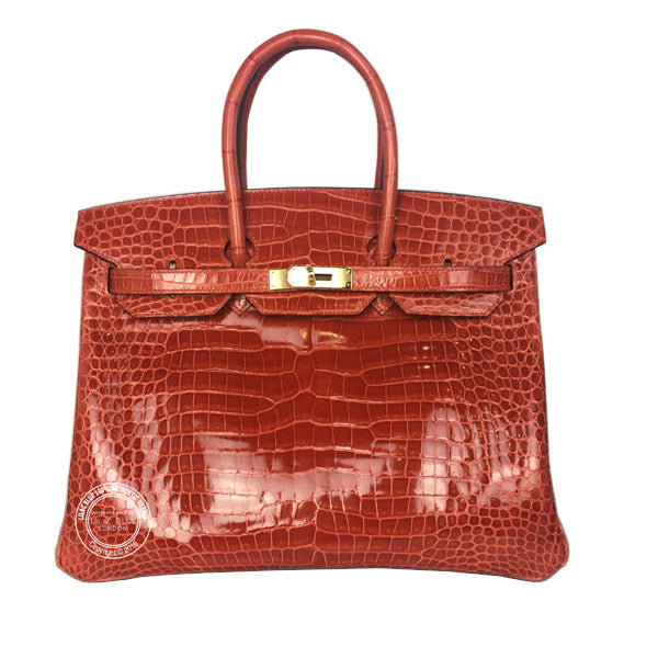 Hermès Birkin 35cm Orange Poppy Shiny Croc GHW