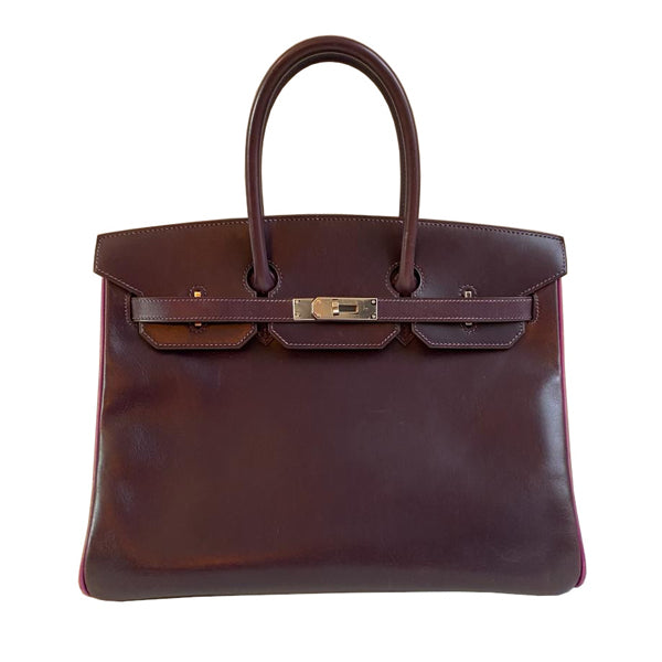 Hermès Birkin 35cm Raisin/Cyclamen Box PHW - Preloved