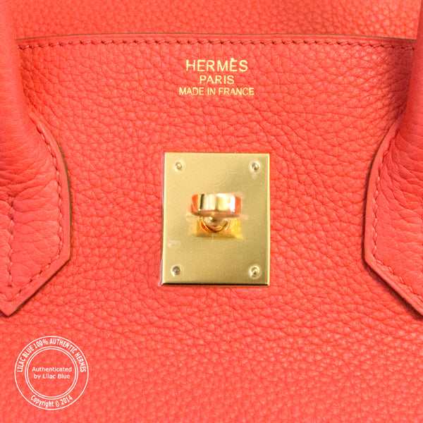 35cm Rose Jaipur Birkin. Taurillon Clemence, Gold (Copy)