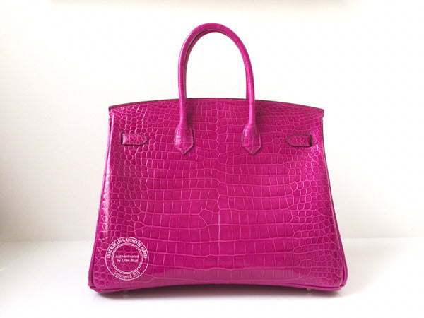 Hermès Birkin 35cm Rose Scheherazade Shiny Croc PHW
