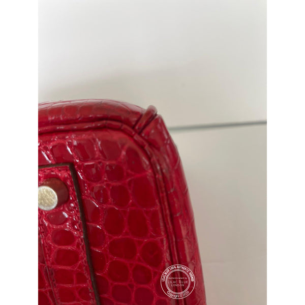 Hermès Birkin 35cm Rouge Braise Shiny Croc GHW - Preloved